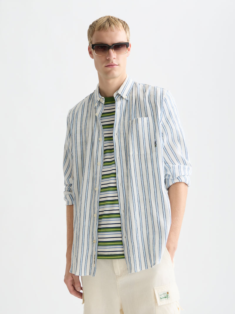 Chemise rayée à effet froissé, coupe classique - Rayures Windsurfer