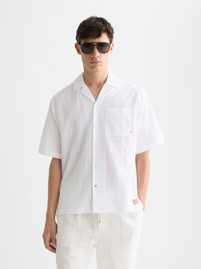 Embroidered Structured Relaxed Fit Shortsleeved Shirt - Bright White