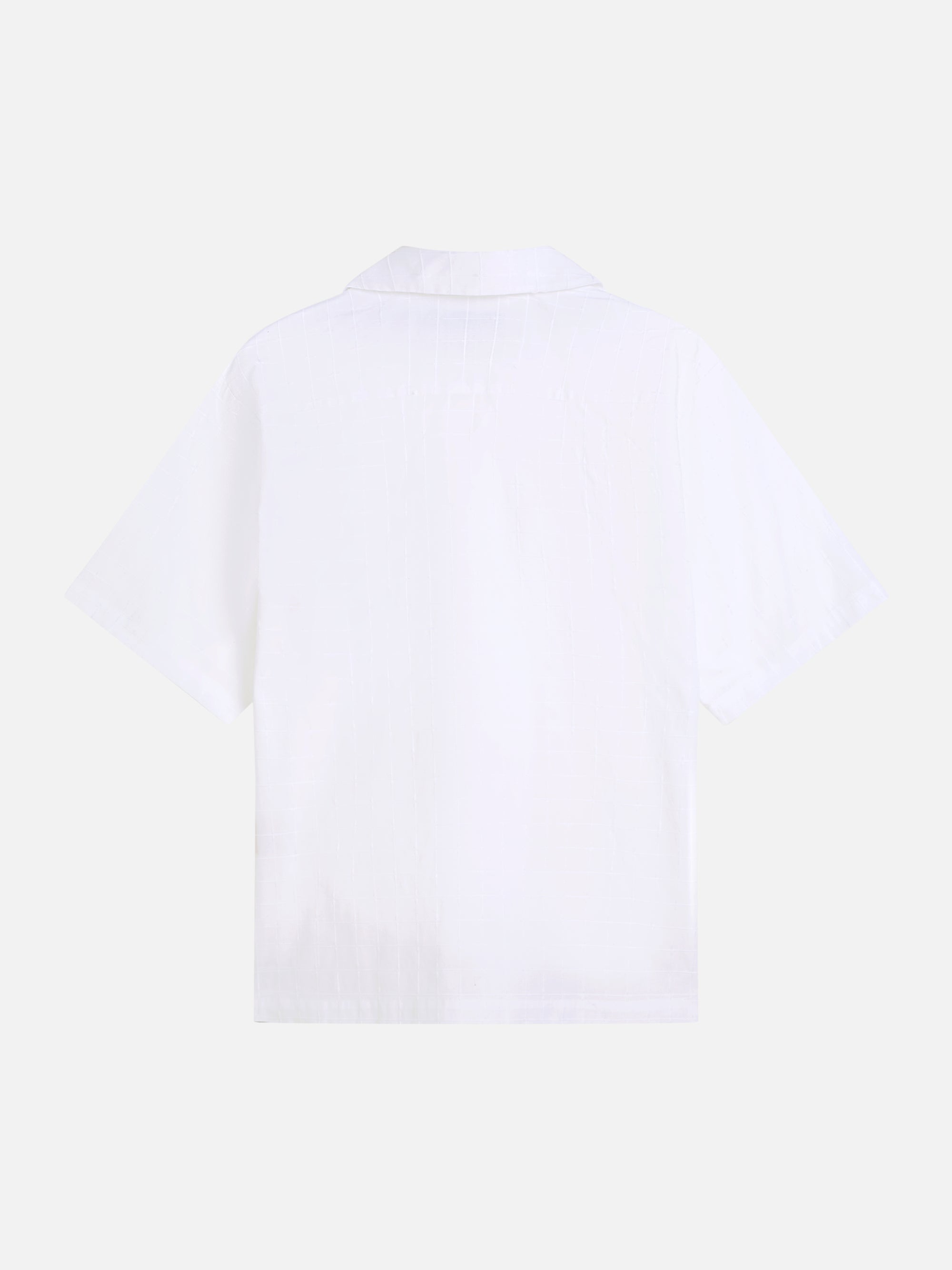 Chemise à manches courtes brodée, coupe décontractée et structurée - Blanc éclatant
