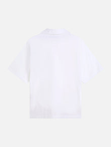 Chemise à manches courtes brodée, coupe décontractée et structurée - Blanc éclatant