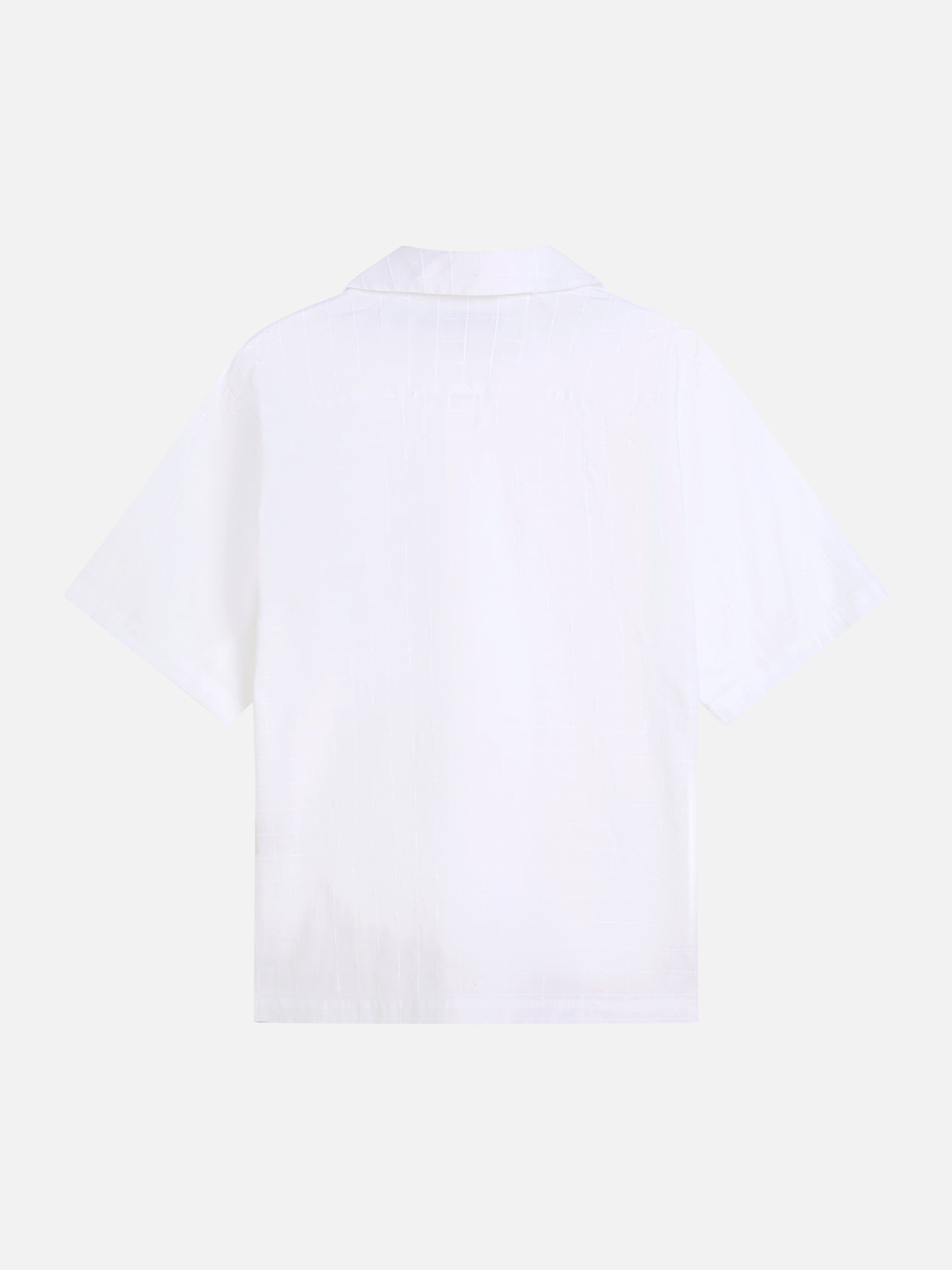 Chemise à manches courtes brodée, coupe décontractée et structurée - Blanc éclatant