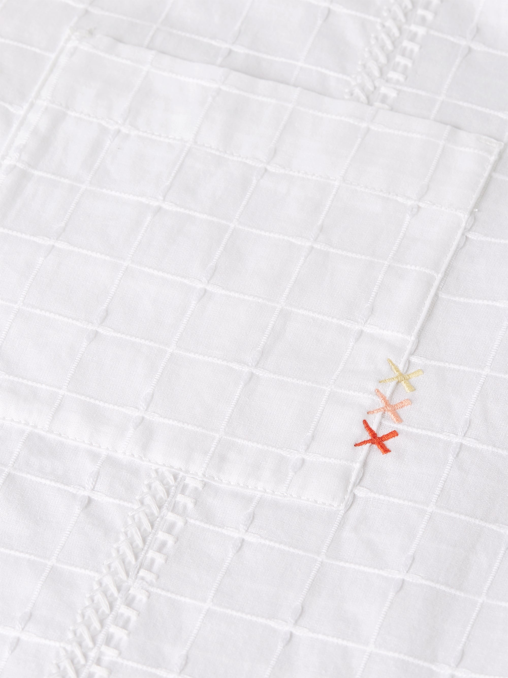 Chemise à manches courtes brodée, coupe décontractée et structurée - Blanc éclatant