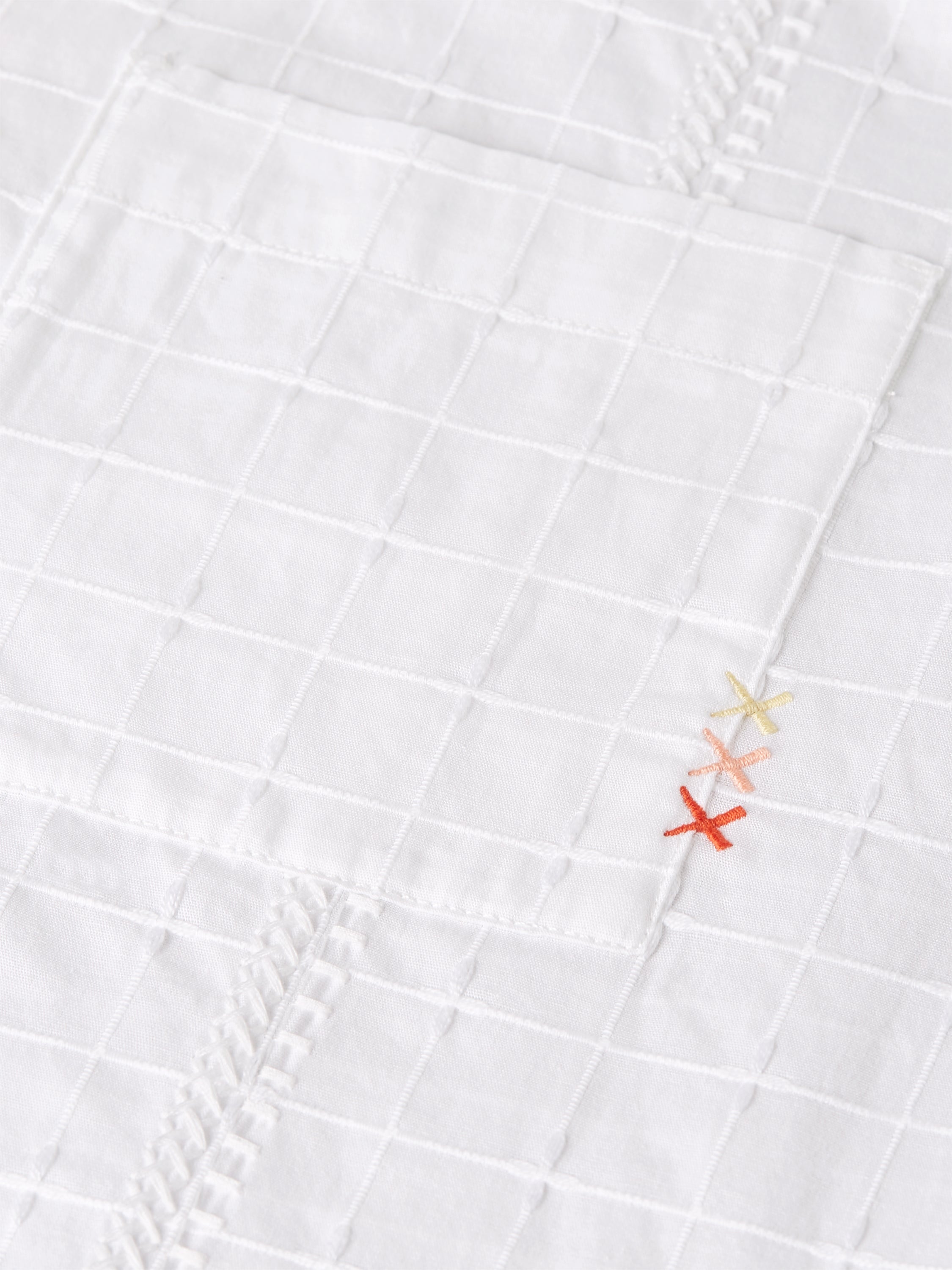 Chemise à manches courtes brodée, coupe décontractée et structurée - Blanc éclatant