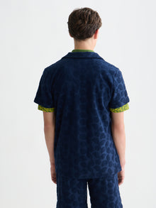 Chemise à manches courtes coupe classique en jacquard éponge - Bleu concours