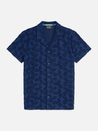 Chemise à manches courtes coupe classique en jacquard éponge - Bleu concours