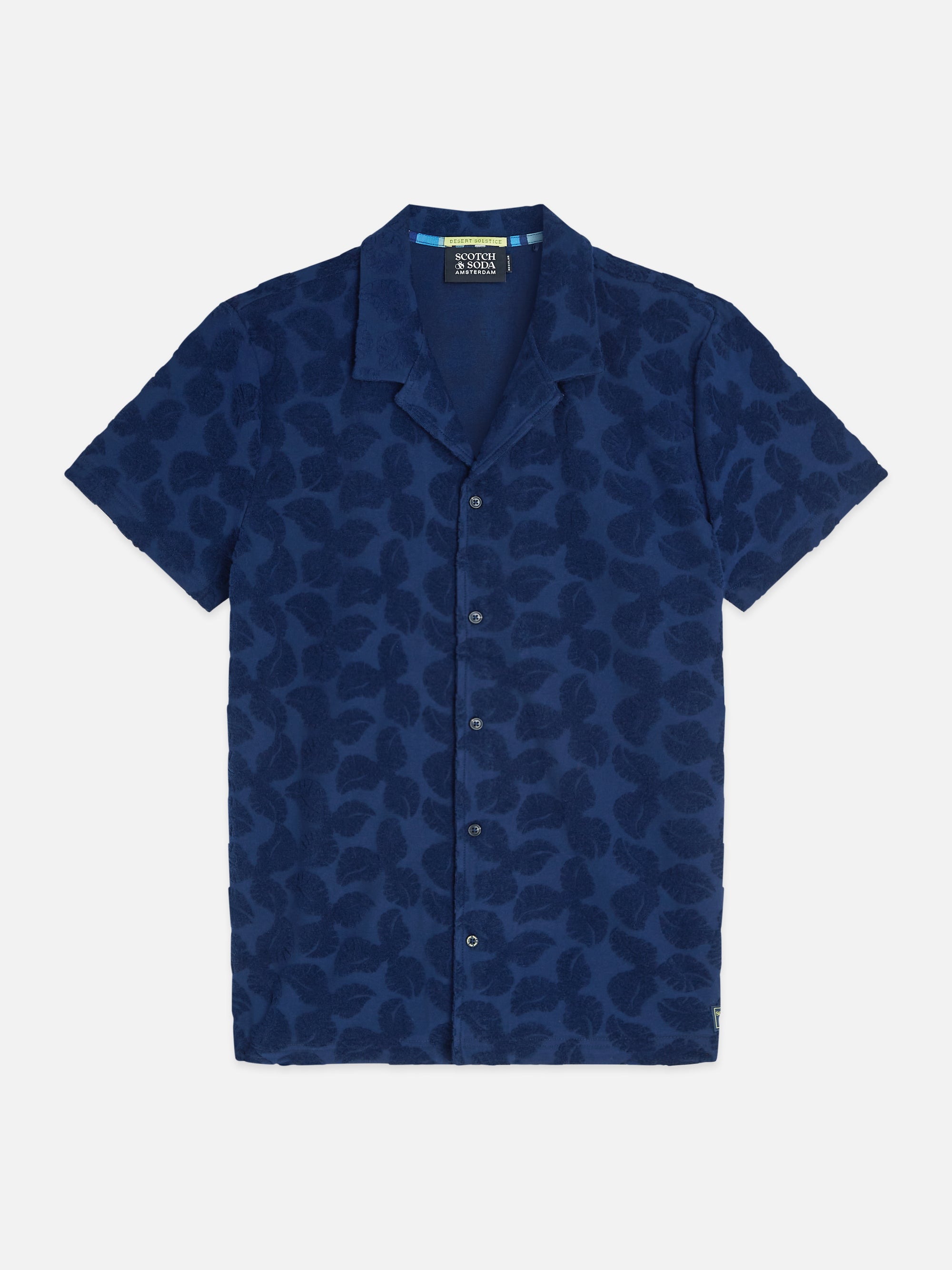 Chemise à manches courtes coupe classique en jacquard éponge - Bleu concours