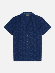 Chemise à manches courtes coupe classique en jacquard éponge - Bleu concours