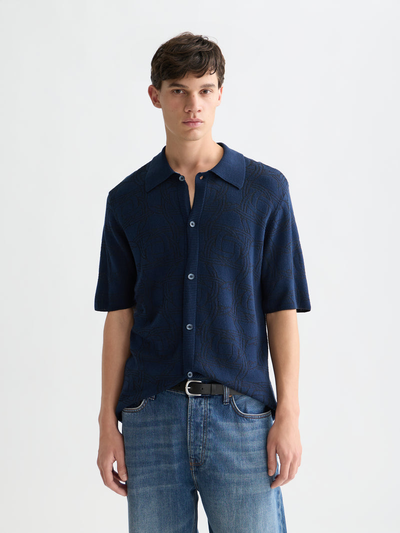 Chemise à manches courtes en maille ton sur ton - Fers à cheval Infinity