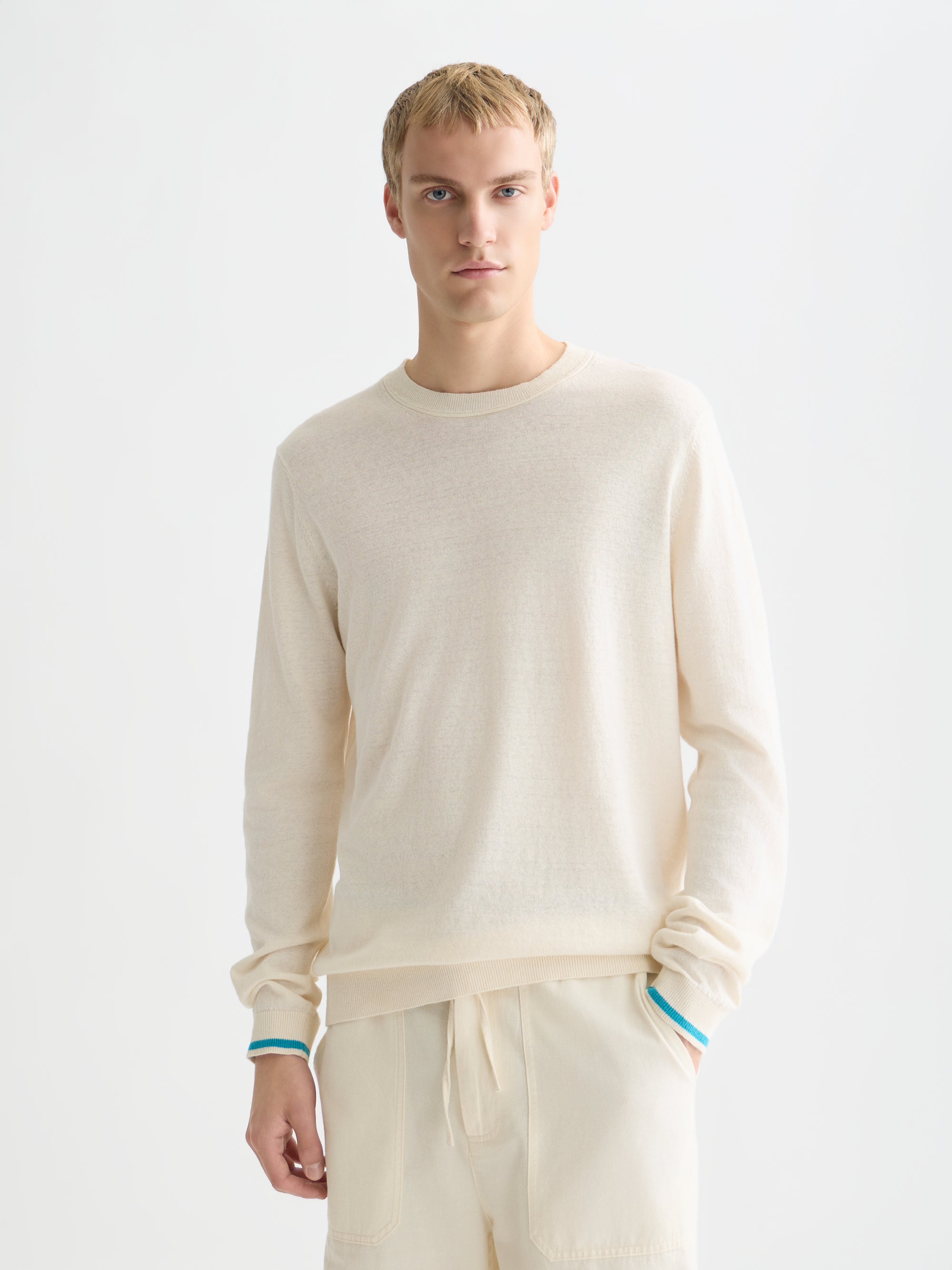 Linenblend Regular Fit Pullover - Eggnog