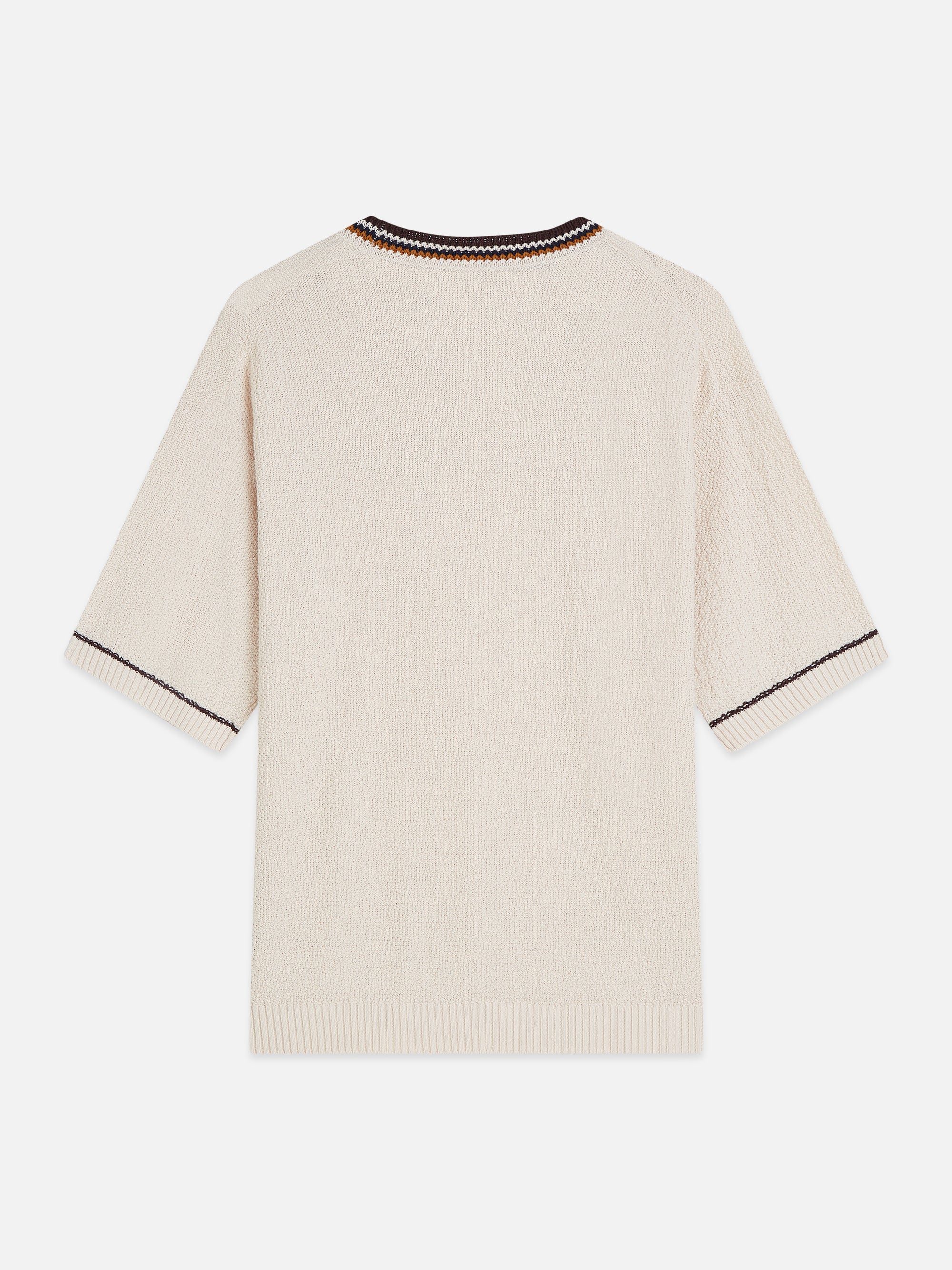 T-shirt coupe décontractée en maille de coton et lin mélangés - Couleur lait de poule