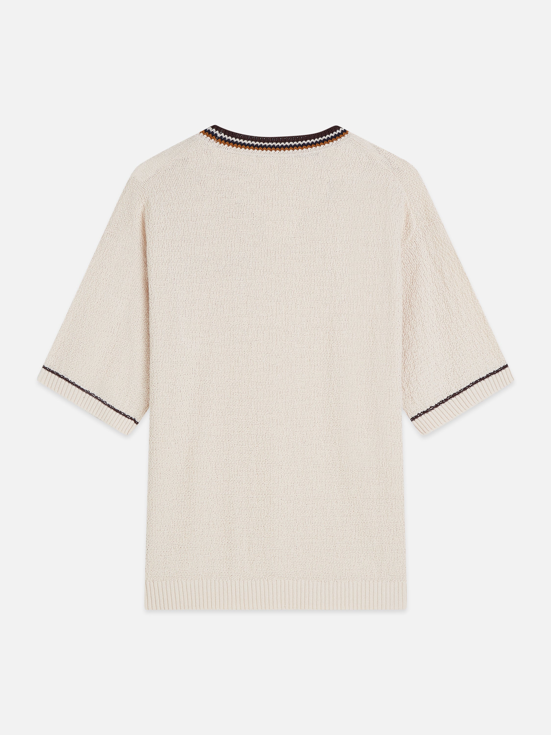 T-shirt coupe décontractée en maille de coton et lin mélangés - Couleur lait de poule