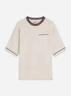 T-shirt coupe décontractée en maille de coton et lin mélangés - Couleur lait de poule