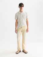 Microprinted Regular Fit Polo - Foulard Eggnog