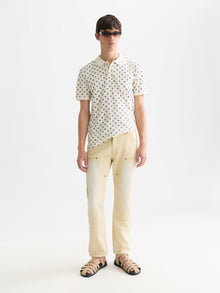 Microprinted Regular Fit Polo - Foulard Eggnog