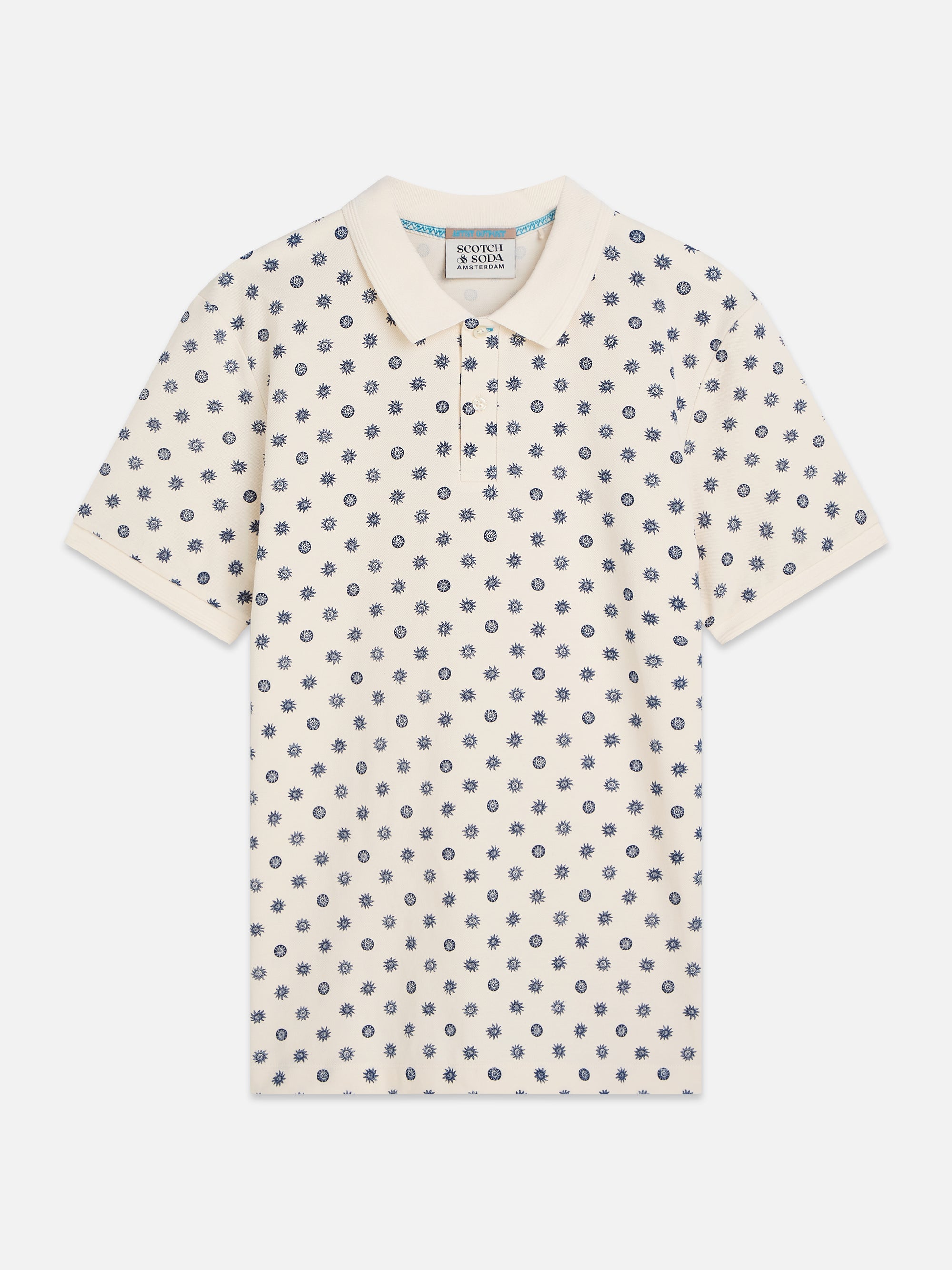 Microprinted Regular Fit Polo - Foulard Eggnog