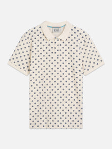 Microprinted Regular Fit Polo - Foulard Eggnog