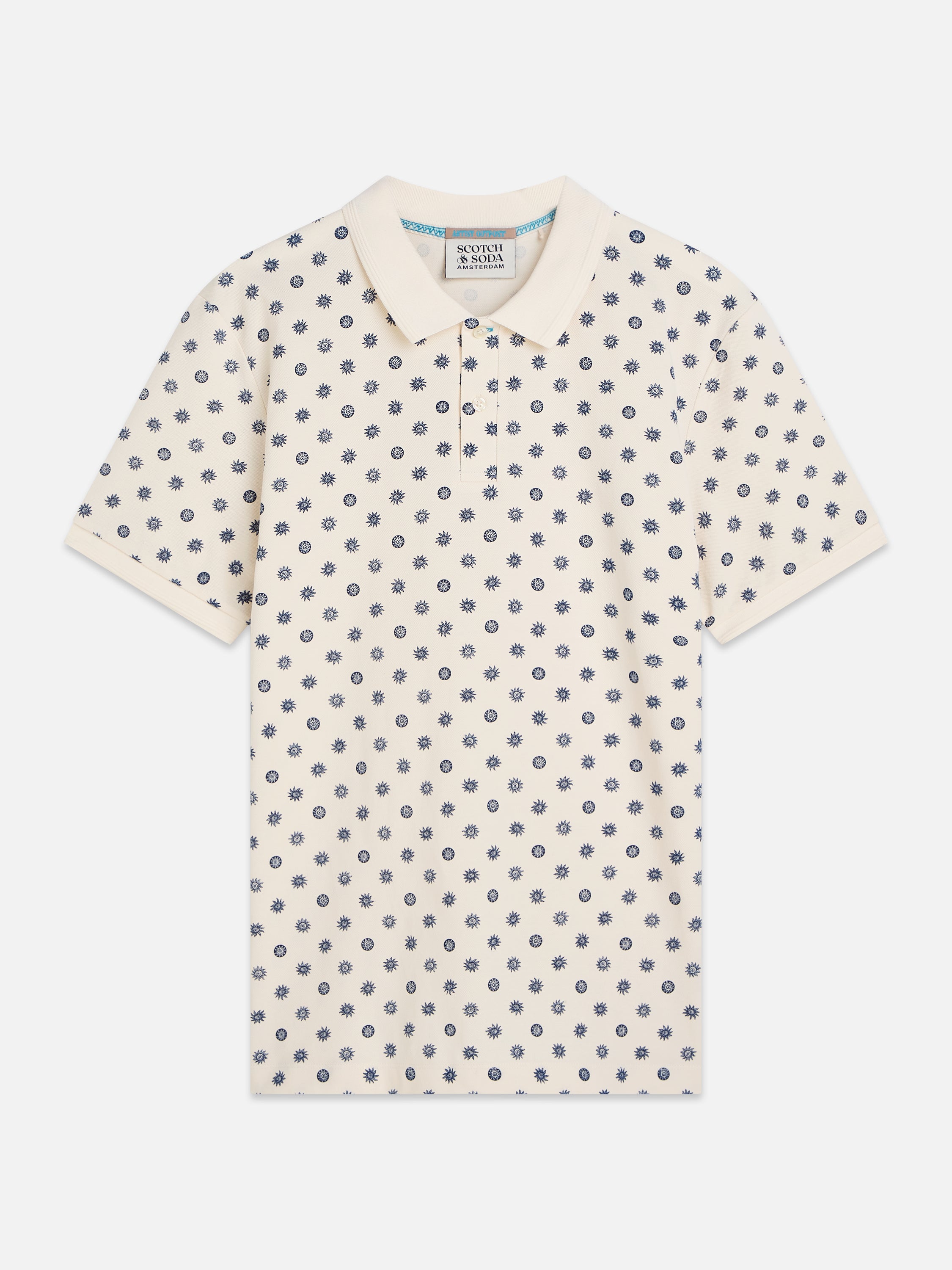 Microprinted Regular Fit Polo - Foulard Eggnog