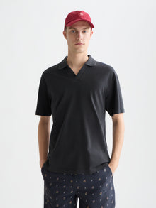 3 Crosses Pique Relaxed Fit Garmentdyed Polo - Meteorite