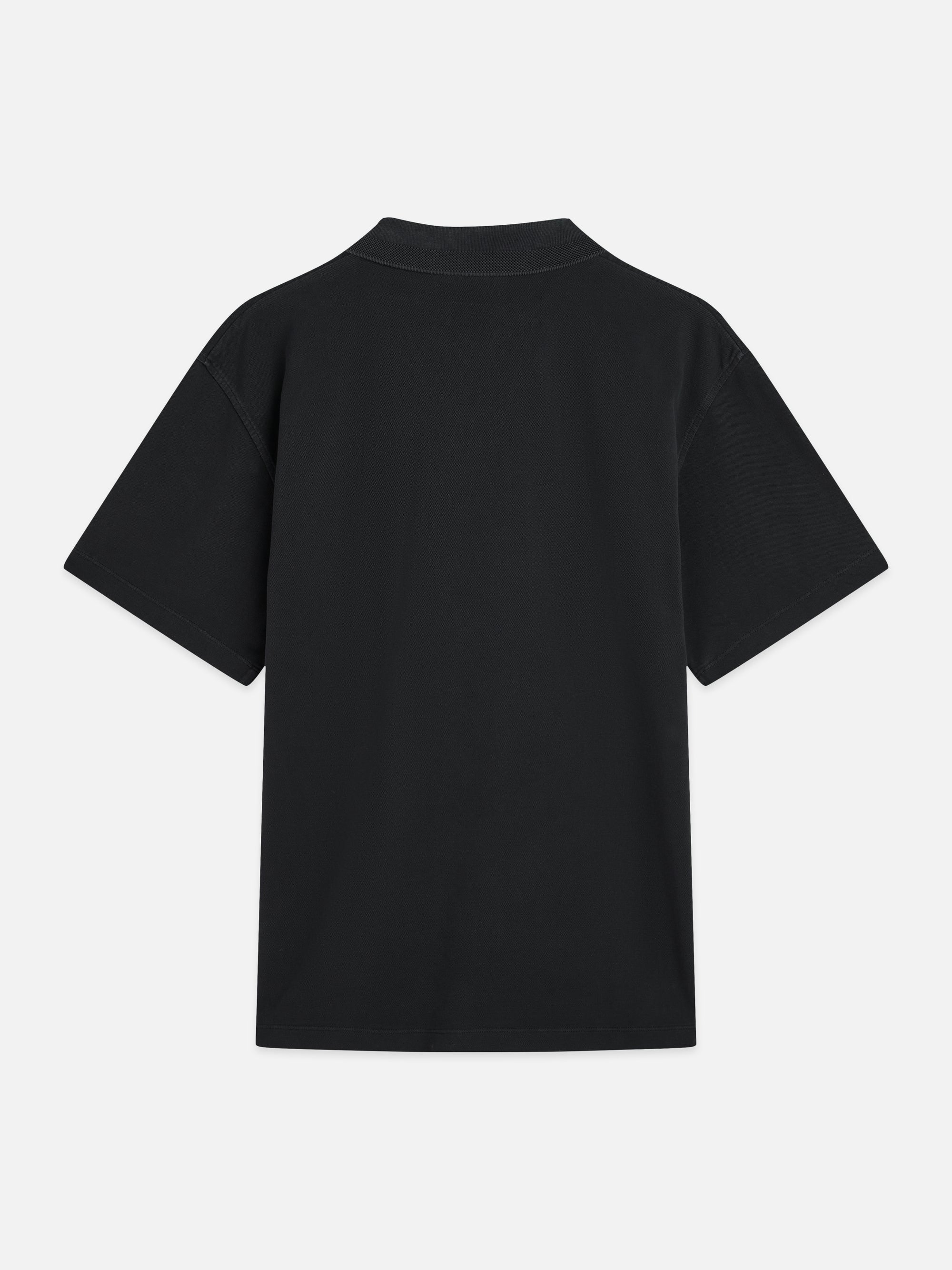 3 Crosses Pique Relaxed Fit Garmentdyed Polo - Meteorite