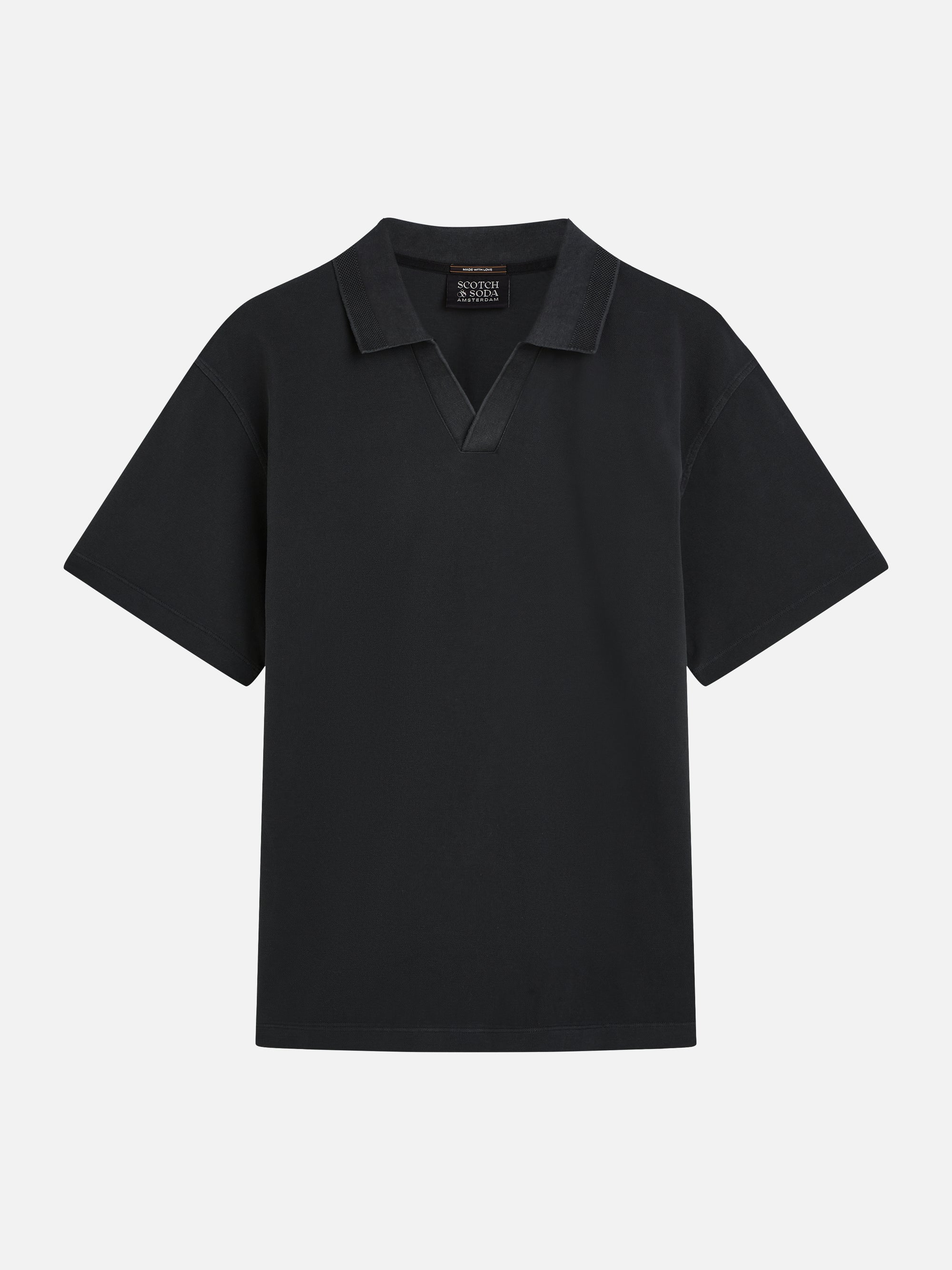 3 Crosses Pique Relaxed Fit Garmentdyed Polo - Meteorite