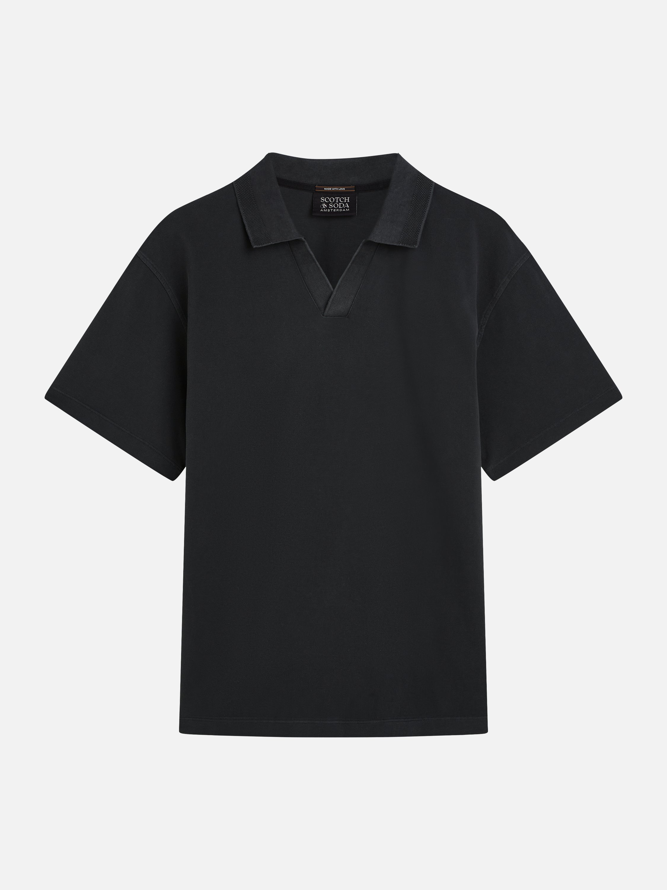 3 Crosses Pique Relaxed Fit Garmentdyed Polo - Meteorite