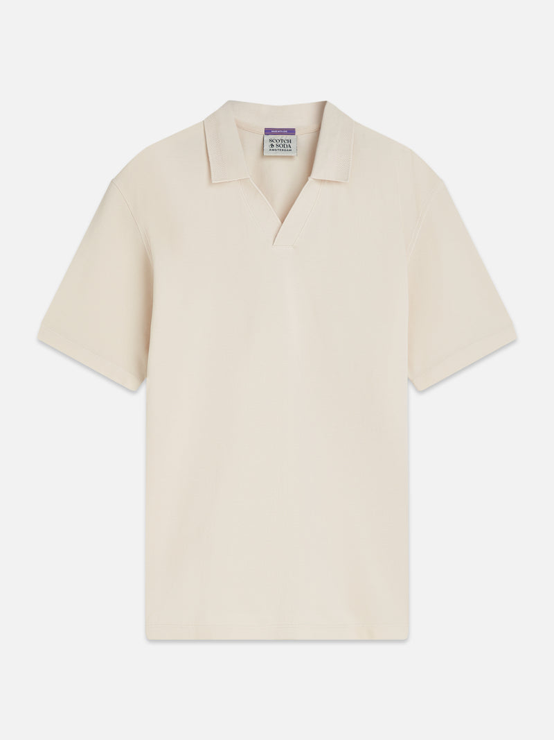 3 Crosses Pique Relaxed Garmentdyed Polo - Eggnog