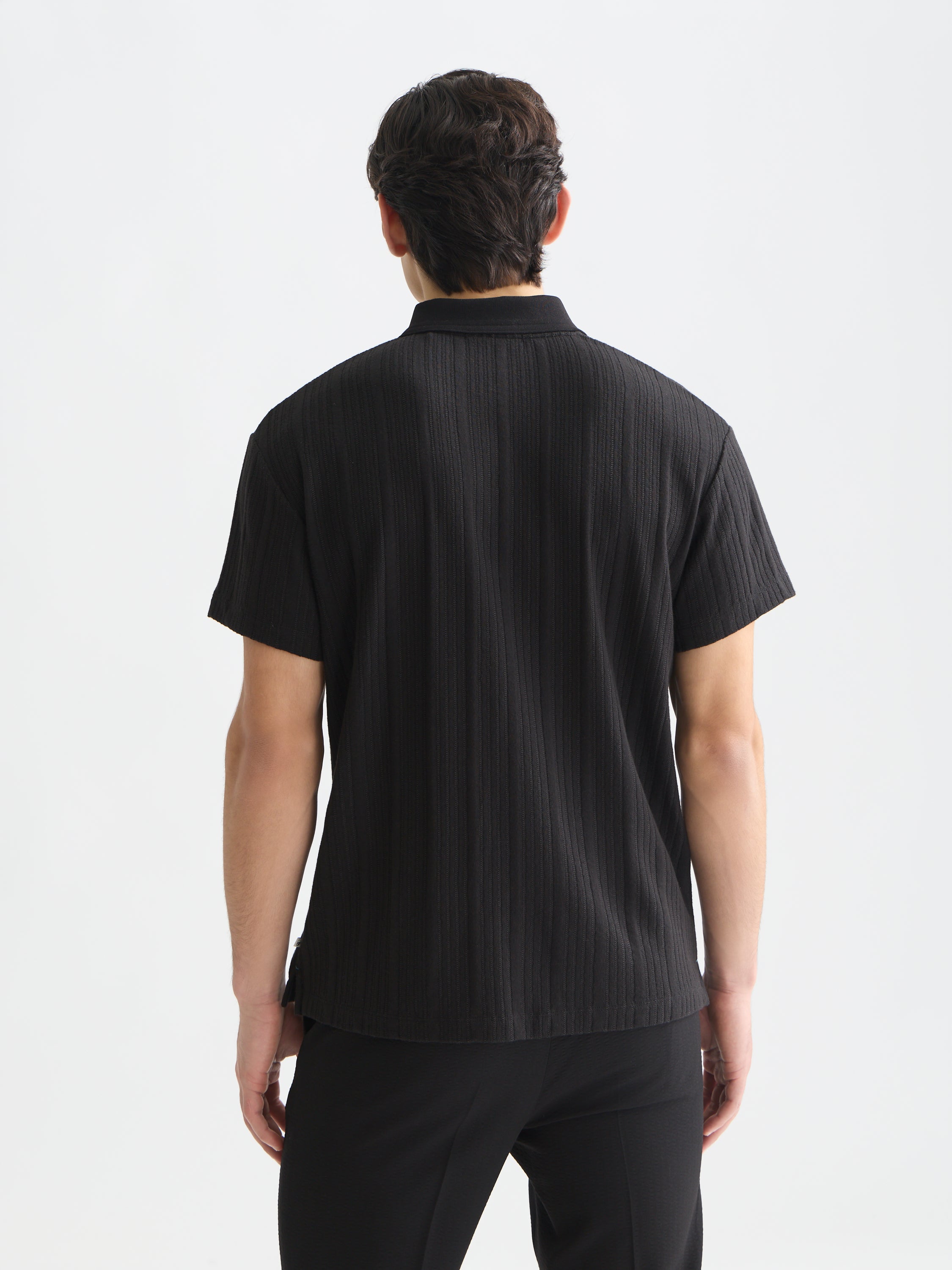 Structured Ribbed Relaxed Polo - Meteorite
