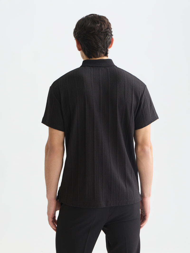 Structured Ribbed Relaxed Polo - Meteorite