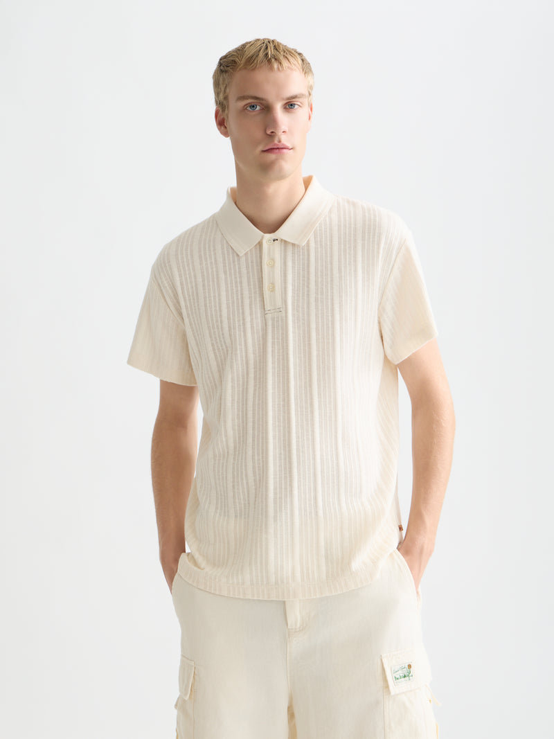 Structured Ribbed Relaxed Polo - Eggnog