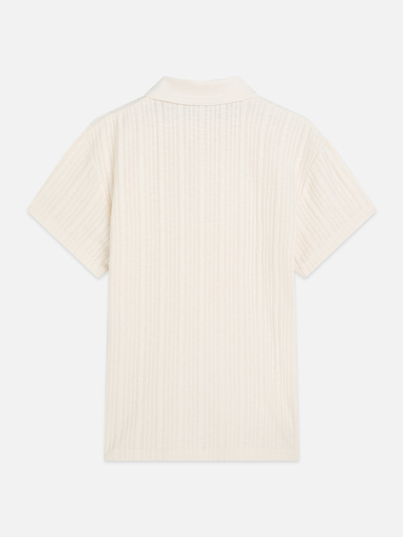 Structured Ribbed Relaxed Polo - Eggnog