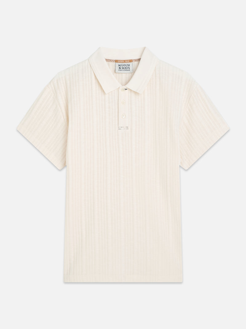 Structured Ribbed Relaxed Polo - Eggnog