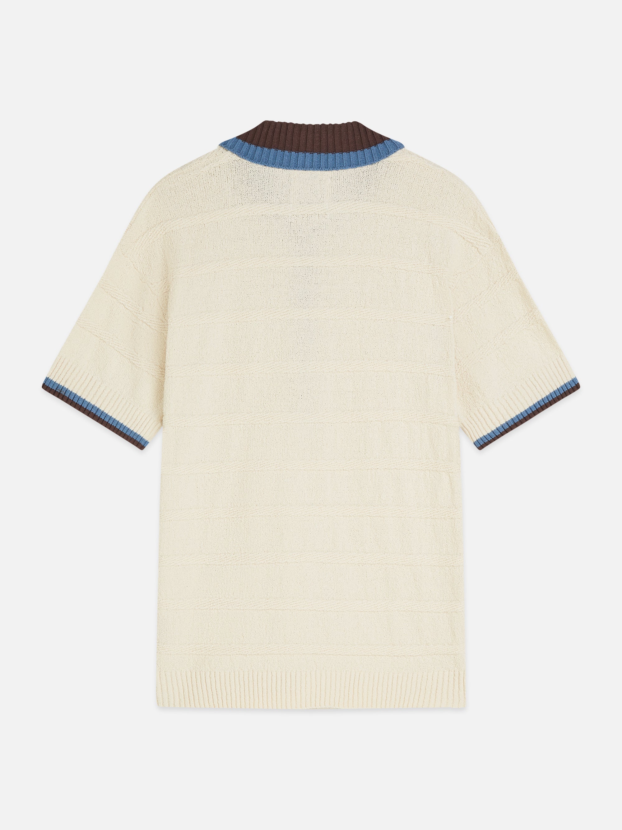 Structured Knitted Loose Fit Polo - Eggnog