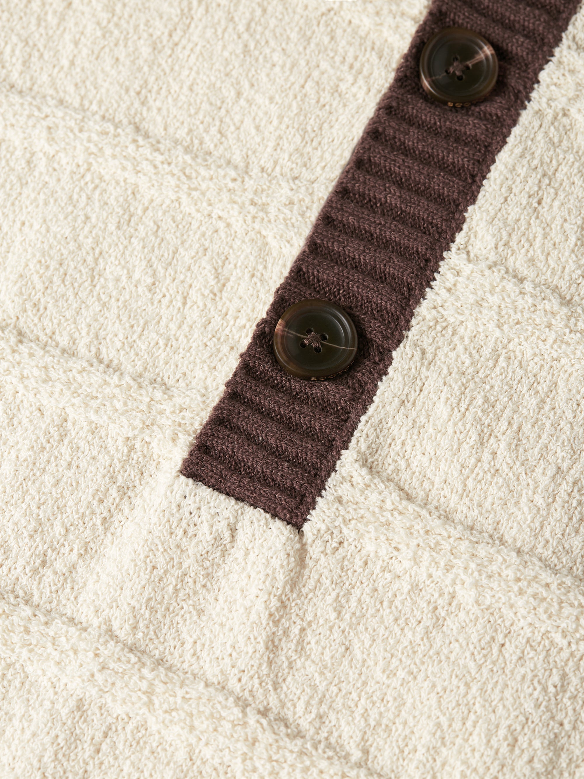 Structured Knitted Loose Fit Polo - Eggnog