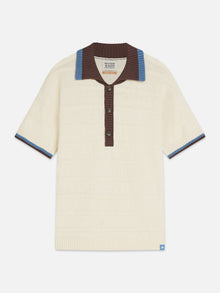 Structured Knitted Loose Fit Polo - Eggnog