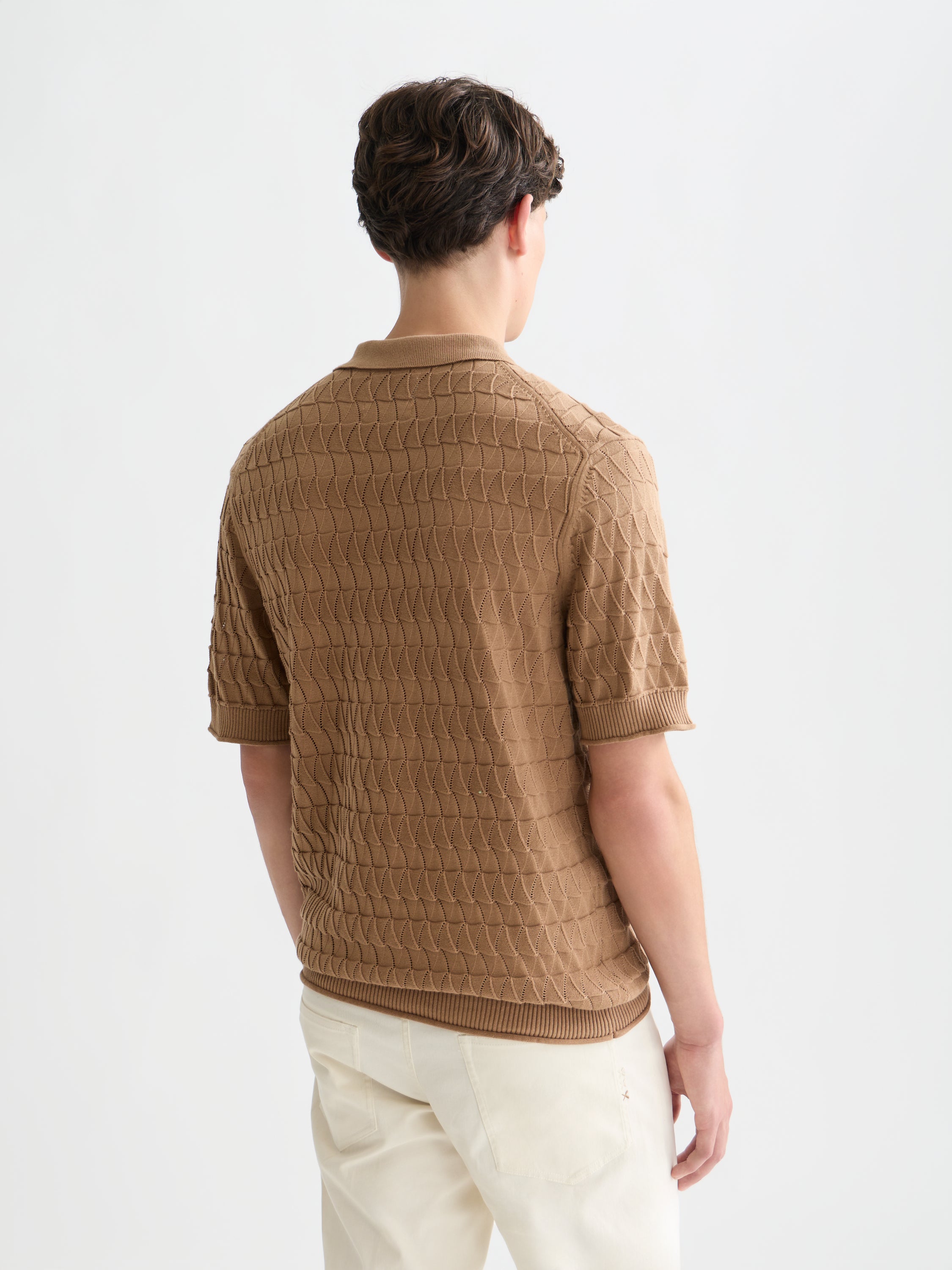 Pointelle Knitted Regular Fit Polo - Amphora