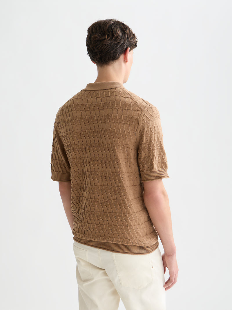 Pointelle Knitted Regular Fit Polo - Amphora