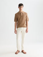 Pointelle Knitted Regular Fit Polo - Amphora