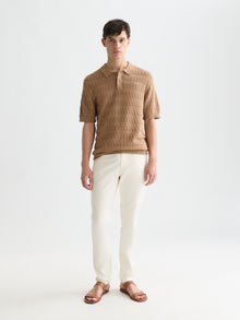 Pointelle Knitted Regular Fit Polo - Amphora