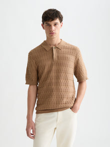 Pointelle Knitted Regular Fit Polo - Amphora