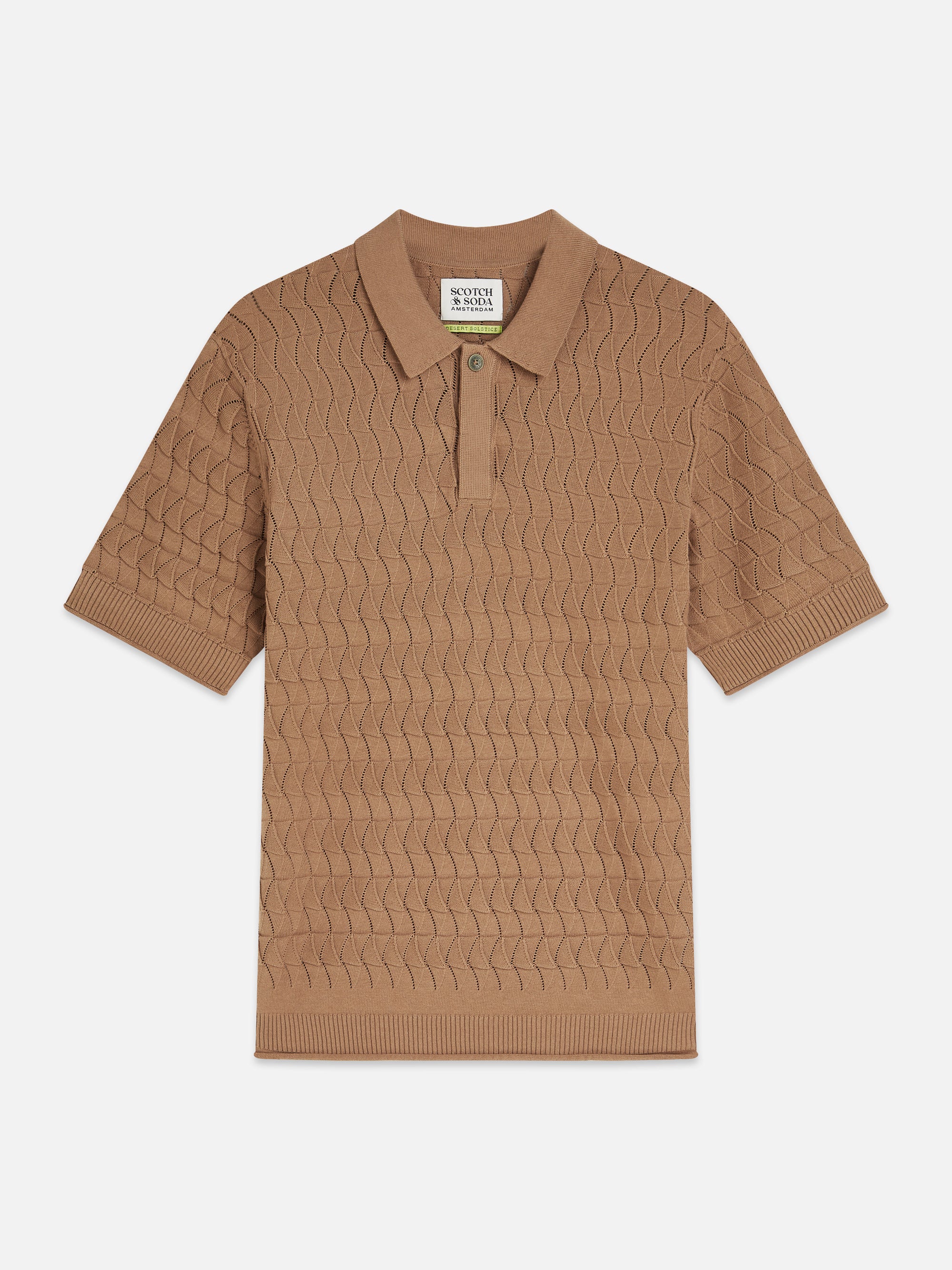 Pointelle Knitted Regular Fit Polo - Amphora