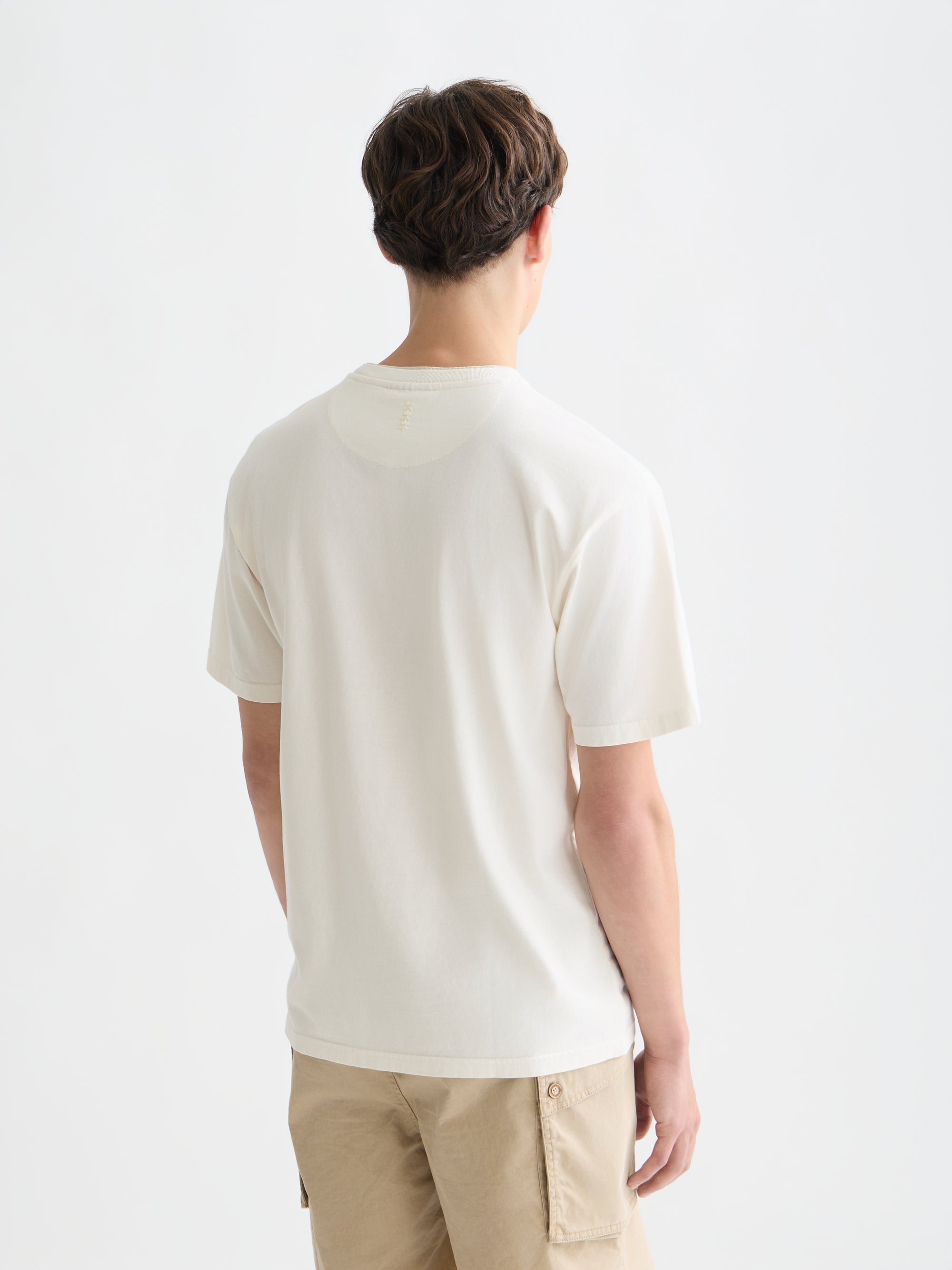 T-shirt coupe décontractée teint en pièce 3 Crosses - Couleur lait de poule