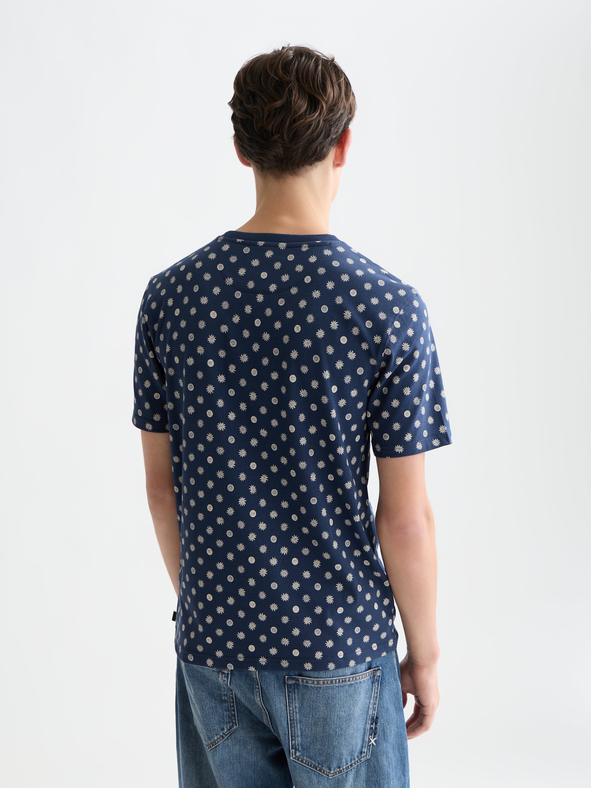 Microprinted Regular Fit T-Shirt - Foulard Dress Blues