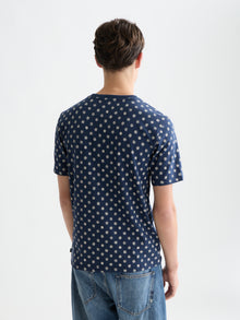 Microprinted Regular Fit T-Shirt - Foulard Dress Blues