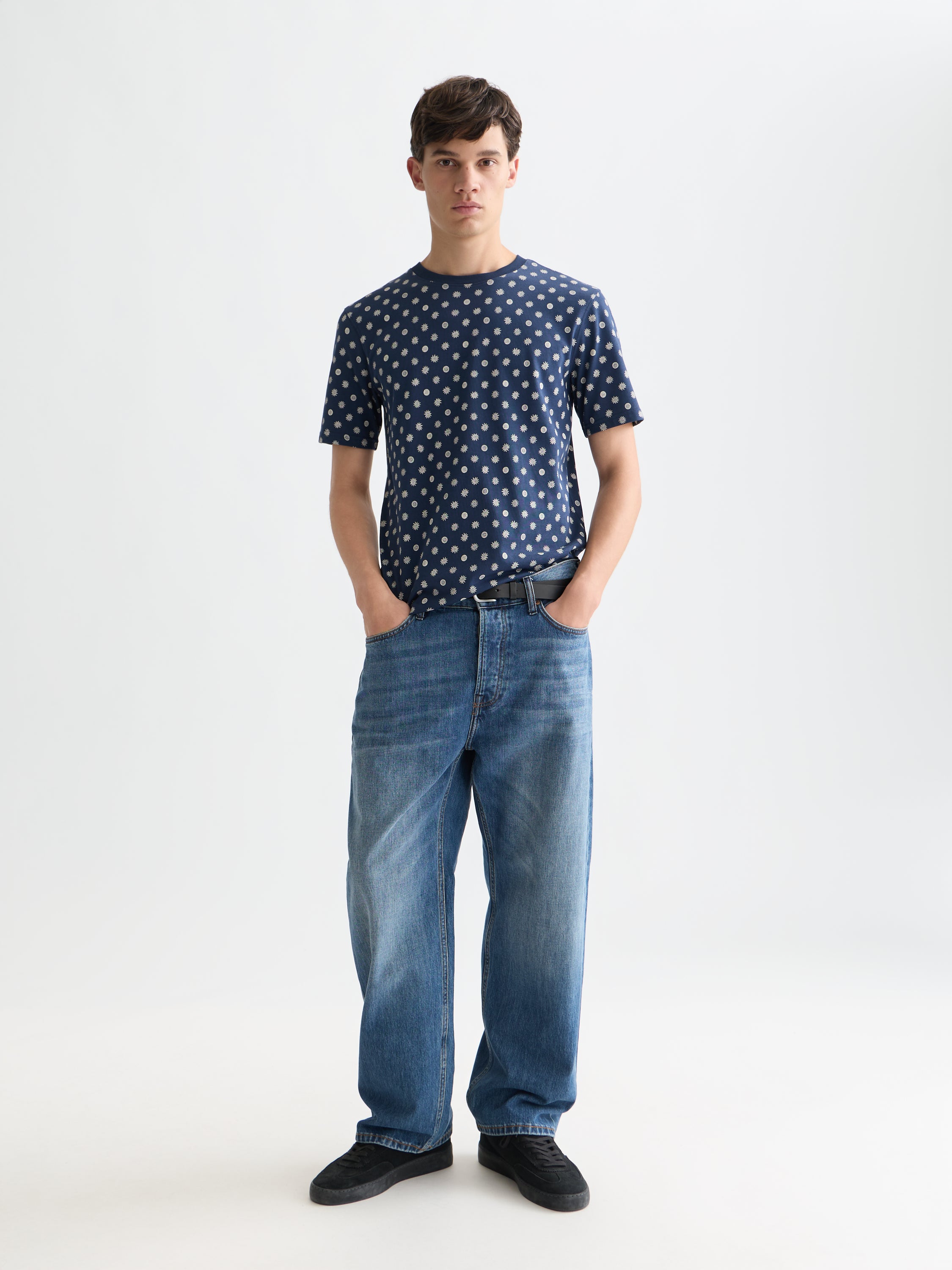Microprinted Regular Fit T-Shirt - Foulard Dress Blues