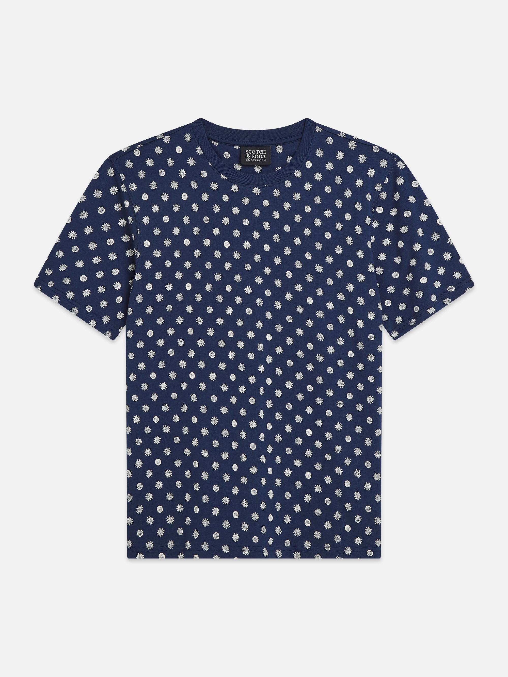 Microprinted Regular Fit T-Shirt - Foulard Dress Blues