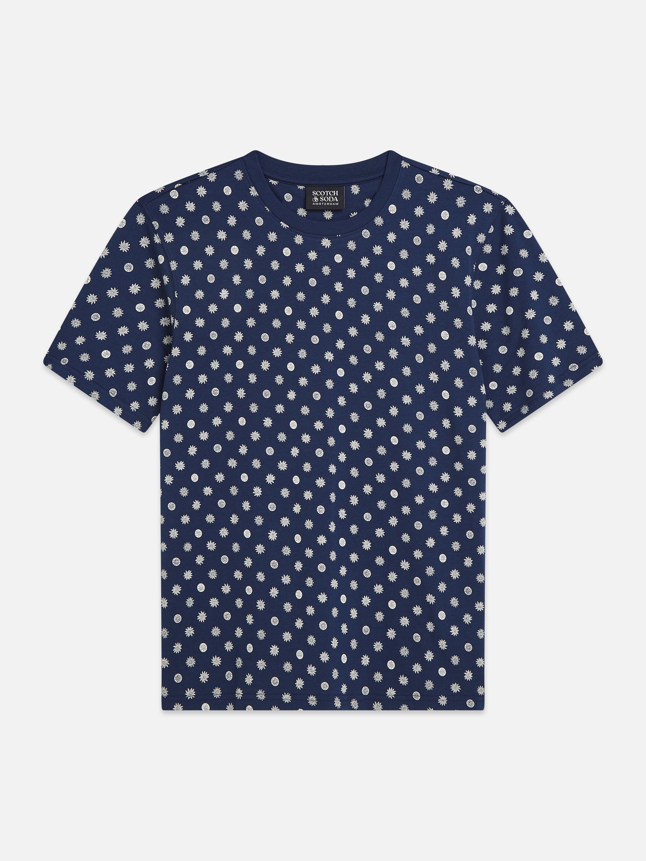 Microprinted Regular Fit T-Shirt - Foulard Dress Blues