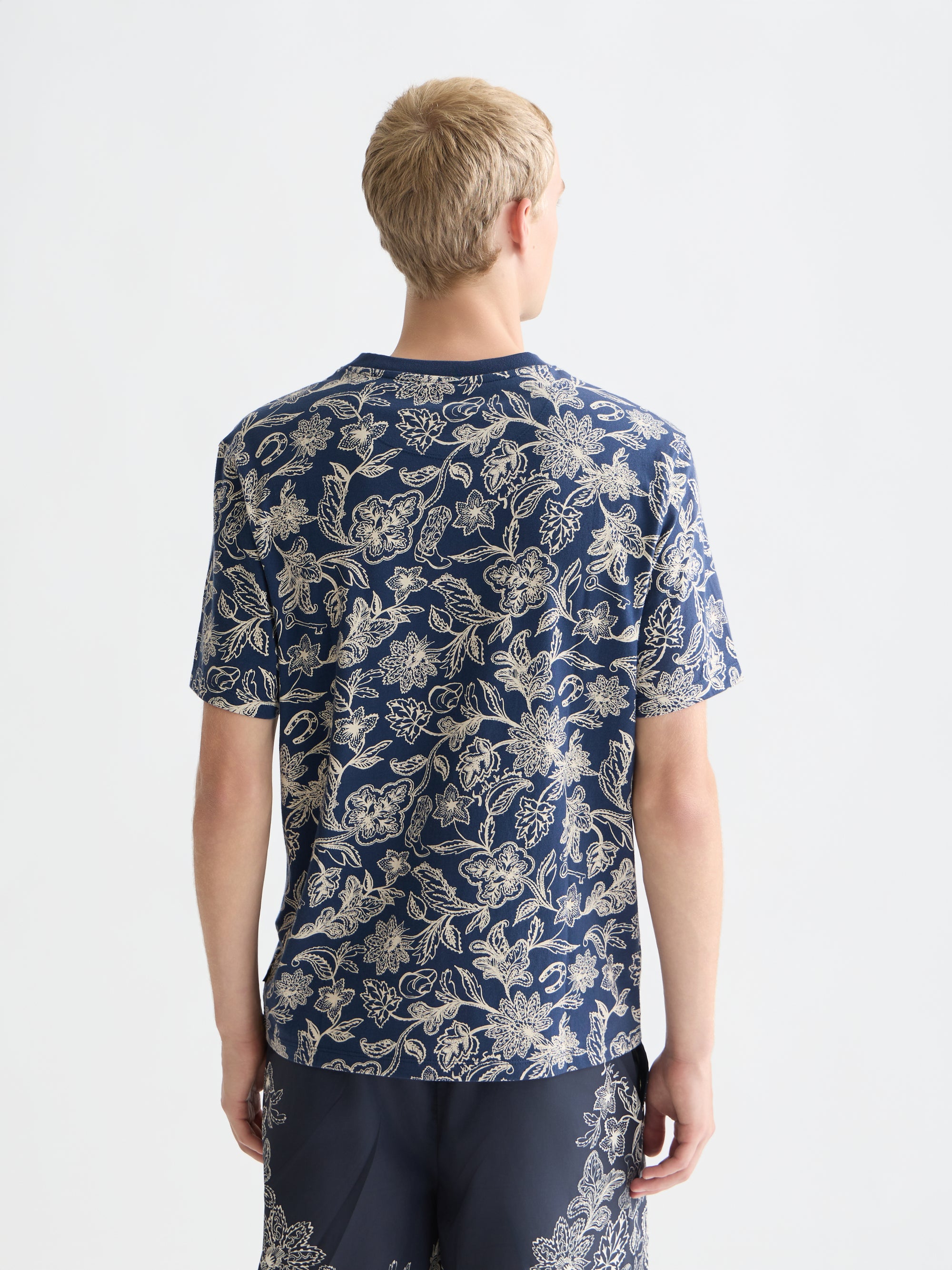 T-shirt imprimé coupe classique - Robe bandana porte-bonheur bleue
