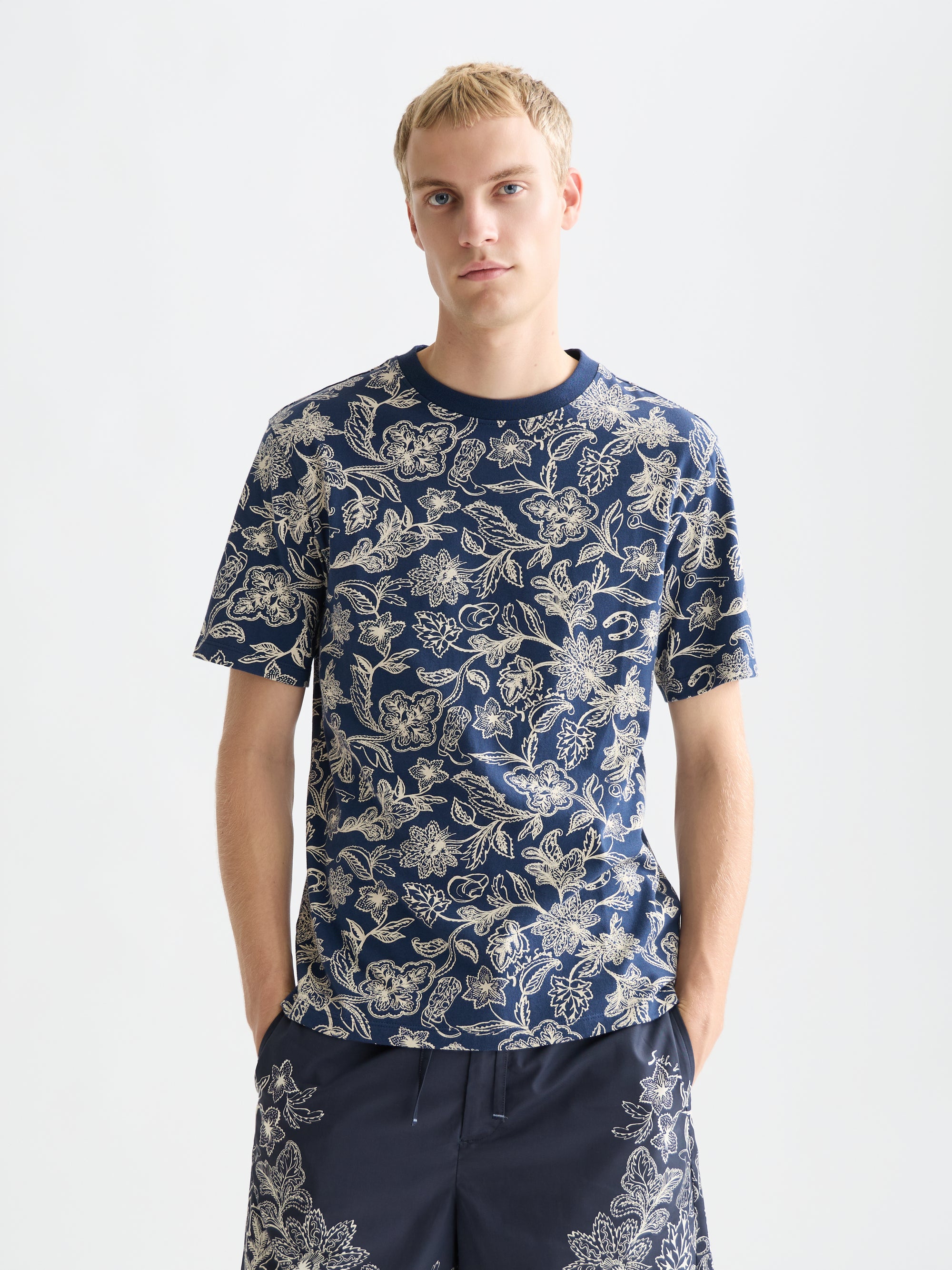 T-shirt imprimé coupe classique - Robe bandana porte-bonheur bleue
