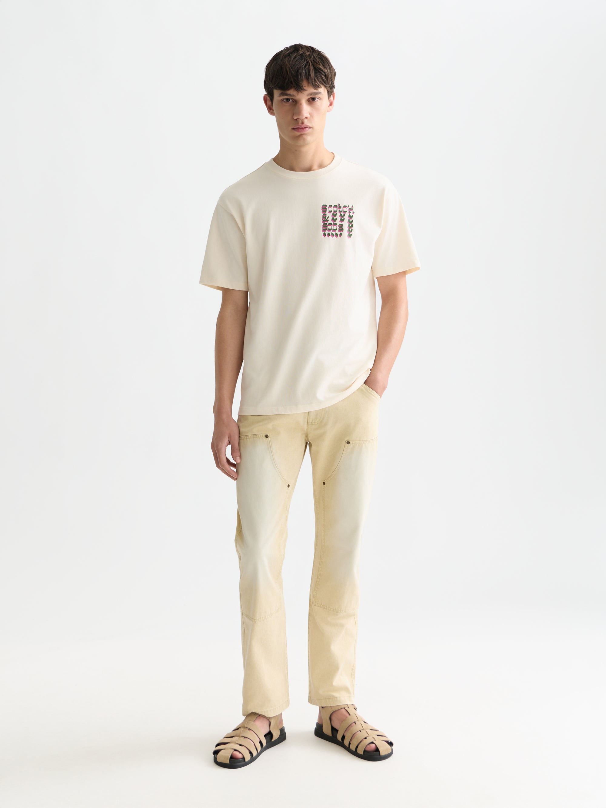 T-shirt coupe décontractée avec motif recto verso - Lait de poule