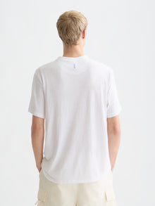 3 Crosses Cotton Linen Regular Fit T-Shirt - Bright White